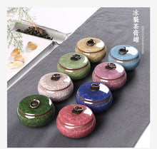 Load image into Gallery viewer, Wholesale and retail small color glazed ceramic pots Fragrance powder cans Ice cracked colorful tea cans Sealed ceramic cans