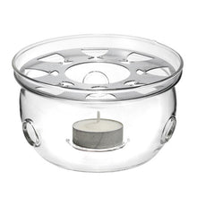 Load image into Gallery viewer, Portable Clear Teapot Holder Base Coffee Water Tea Warmer Candle Holder Glass Heat-Resisting Teapot Warmer Insulation Base
