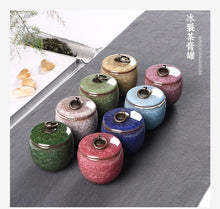 Load image into Gallery viewer, Wholesale and retail small color glazed ceramic pots Fragrance powder cans Ice cracked colorful tea cans Sealed ceramic cans
